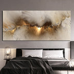 Grey and Yellow Abstract Cloud Oil Painting
