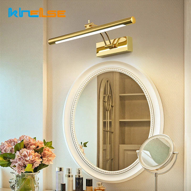 Modern Waterproof LED Bathroom Vanity Light – Stainless Steel Wall Lamp with Switch