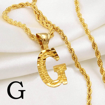 Anniyo Gold-Plated A-Z Initial Pendant Necklace – Unisex