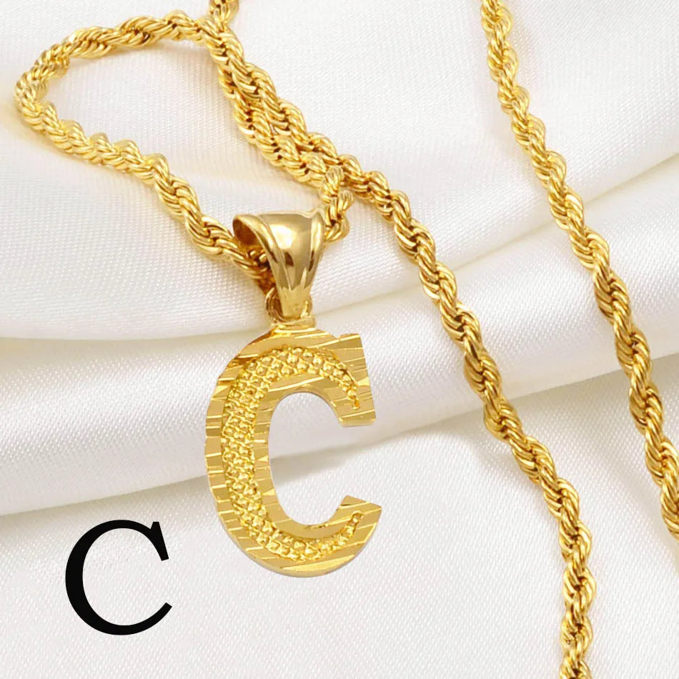 Anniyo Gold-Plated A-Z Initial Pendant Necklace – Unisex