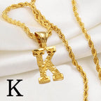 Anniyo Gold-Plated A-Z Initial Pendant Necklace – Unisex