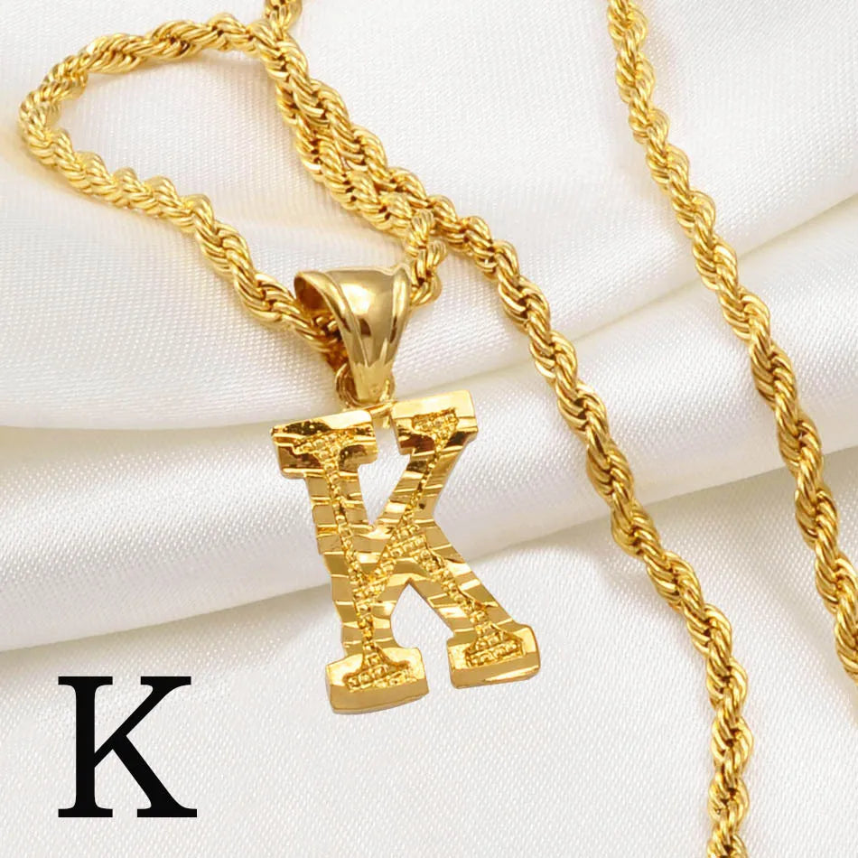 Anniyo Gold-Plated A-Z Initial Pendant Necklace – Unisex