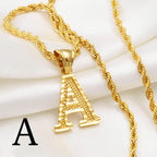 Anniyo Gold-Plated A-Z Initial Pendant Necklace – Unisex