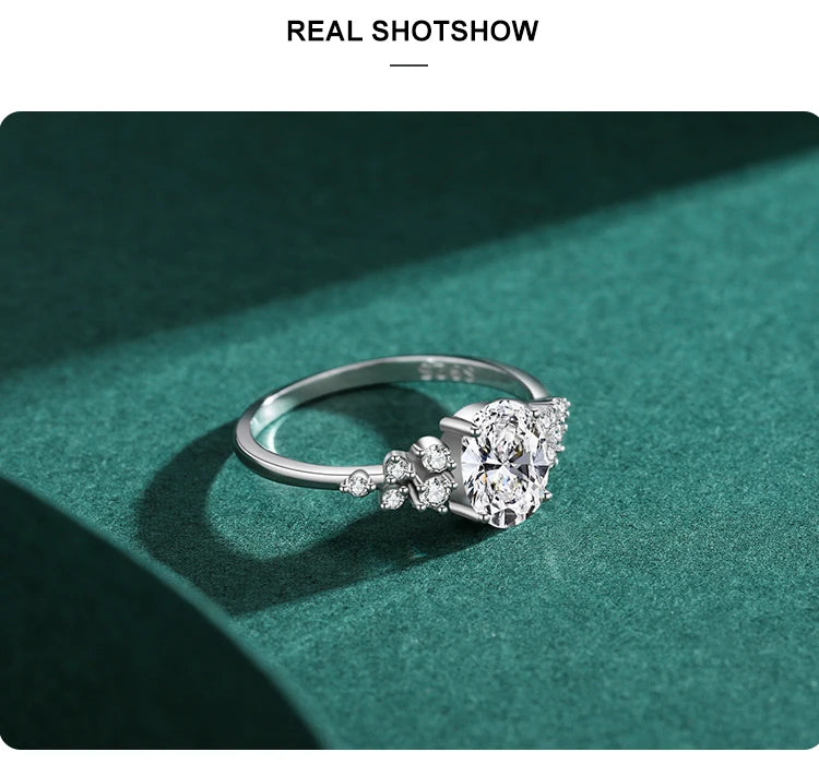 Ailmay Sterling Silver Oval Zirconia Ring for Women