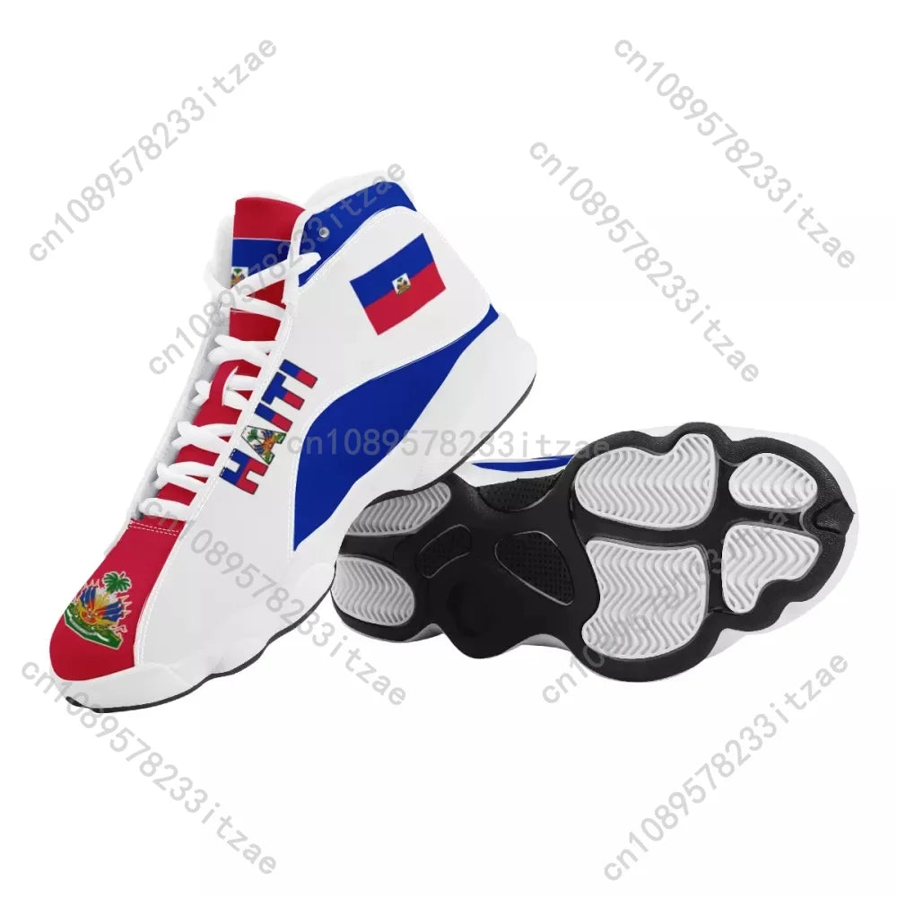 Men’s Haiti Flag High-Top Basketball Sneakers
