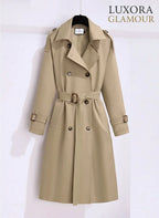 British Elegance Trench Coat - Double-Breasted Windbreaker