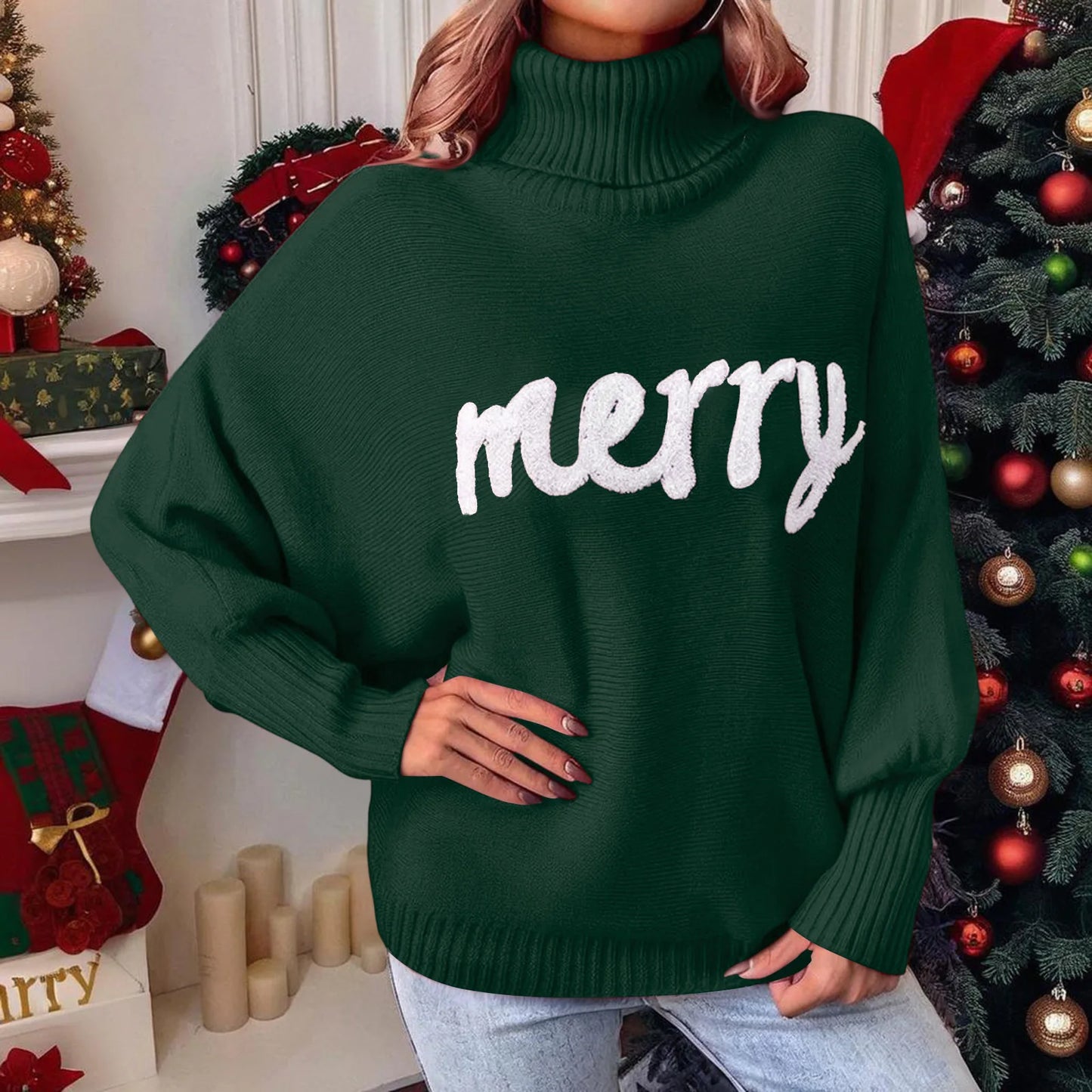 Women’s Christmas Turtleneck Knit Sweater