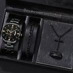 ⌚ Men’s  Stainless Steel Quartz Watch – Classic Business Style with Calendar Display