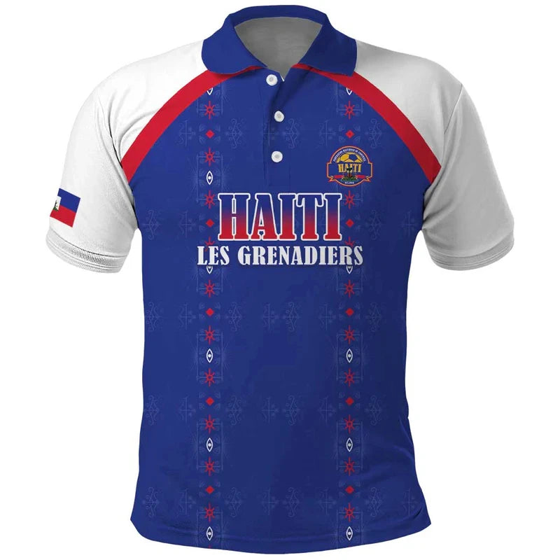 Haiti Flag Color Block Polo Shirt –Men & Women  2026
