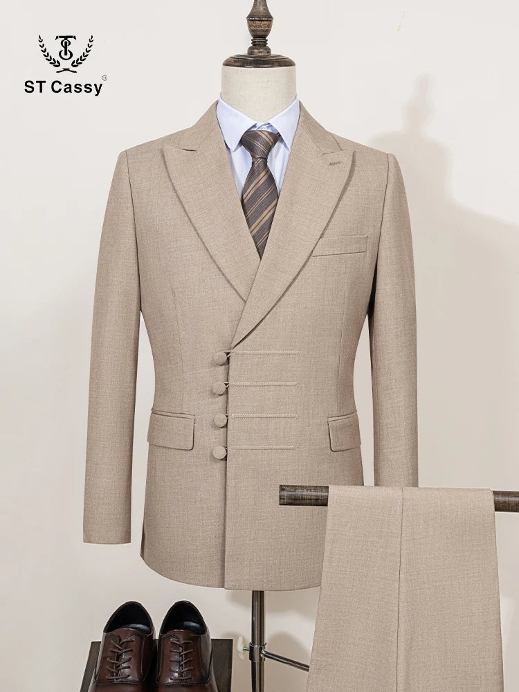 Elegant Men’s 2-Piece Suit – Slim Fit, Double-Breasted Style
