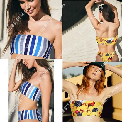 Haitian Flag Bikini Set – Bandeau-Style Women's Swimsuit