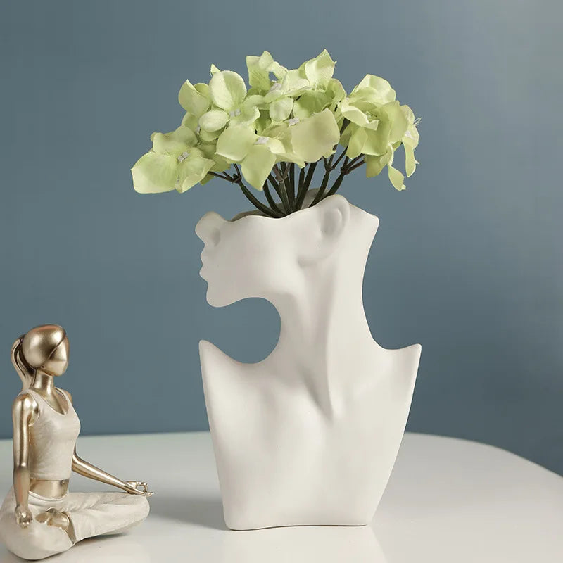 Nordic Style Ceramic Woman Body Vase