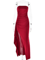 Women's Strapless Backless Long Dress with High Slit