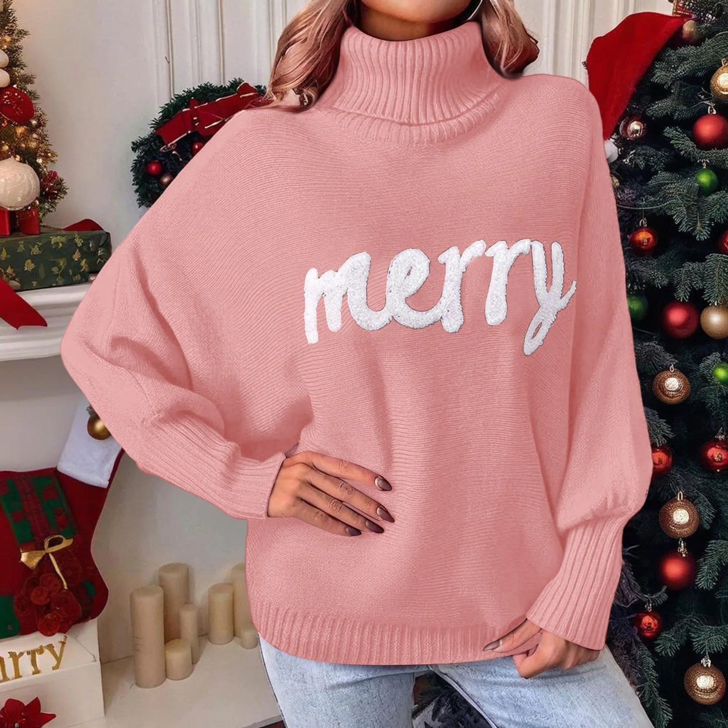 Women’s Christmas Turtleneck Knit Sweater