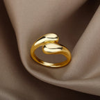 Gold Color Stainless Steel Double Ball Open Ring