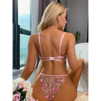 Bra and Brief Set – 2-Piece Sexy Floral Embroidery Lingerie