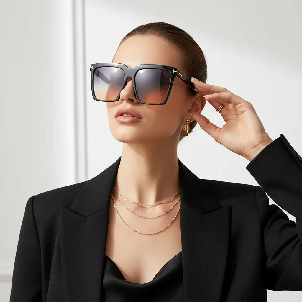 Aura Retro Oversized Square Sunglasses