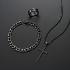 3PCS Stainless Steel Jewelry Set – Bracelet, Necklace & Ring | Unisex