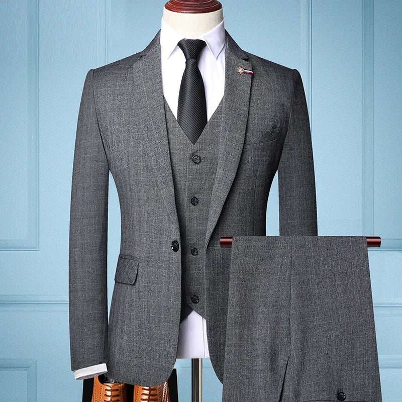 Men’s Elegant 3-Piece Suit – Blazer, Vest & Pants
