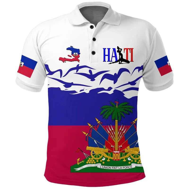 Haiti Flag Color Block Polo Shirt –Men & Women  2026