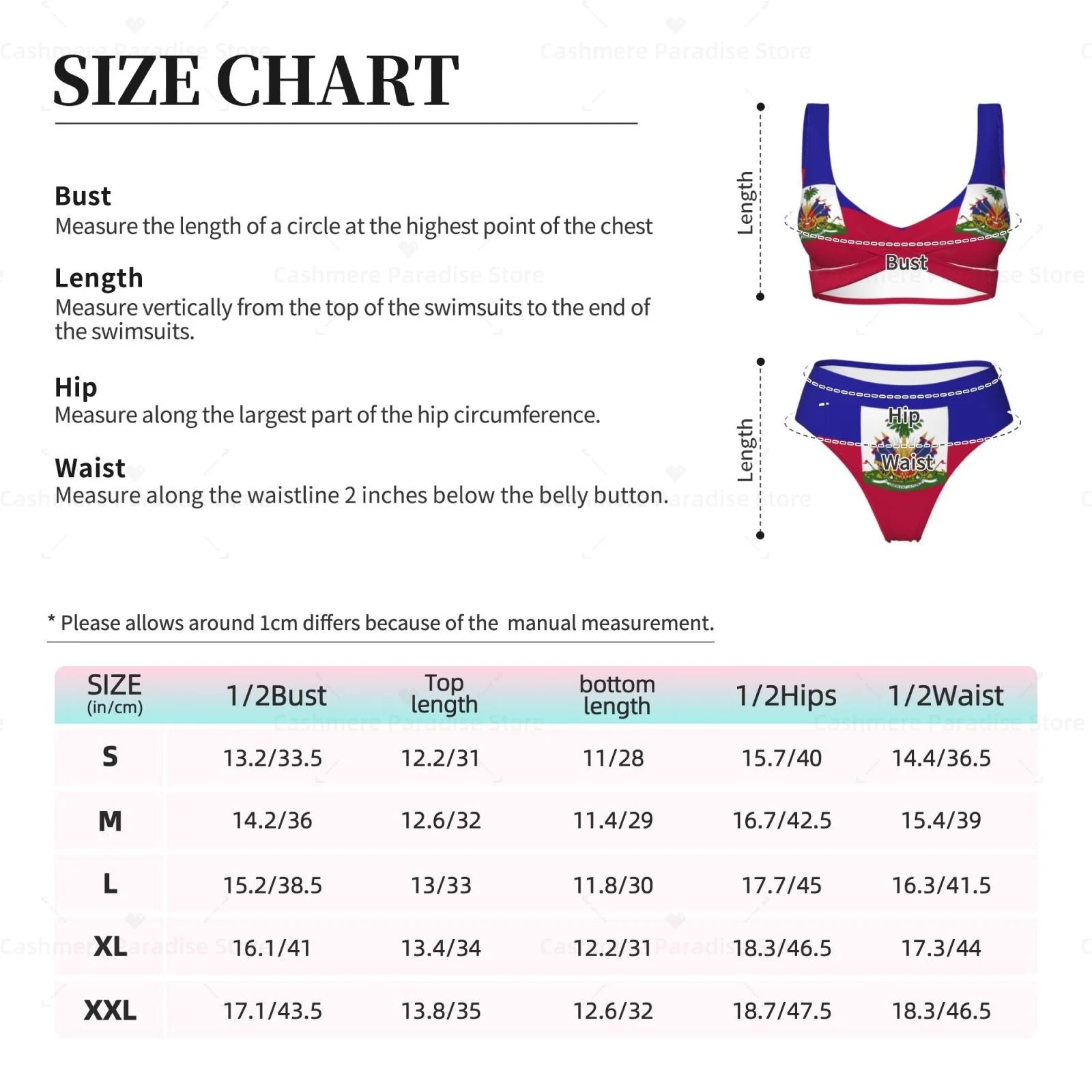 Haitian Flag Bikini Set for Women – Push-Up Swimsuit