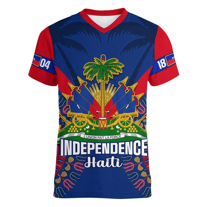 Haiti Independence Day 3D Printed Men and Women V-Neck
