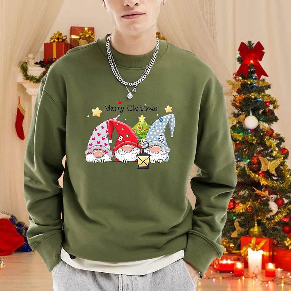 Men’s Merry Christmas Gnome Printed Sweatshirt