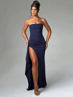 Women's Strapless Backless Long Dress with High Slit