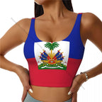 Women’s Sexy Sports Vest – Haitian Flag Crop Top