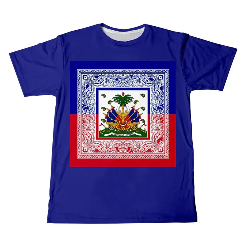 Haitian Flag T-Shirt – Men’s 3D Printed Crew Neck Tee