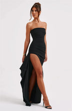 Women's Strapless Backless Long Dress with High Slit