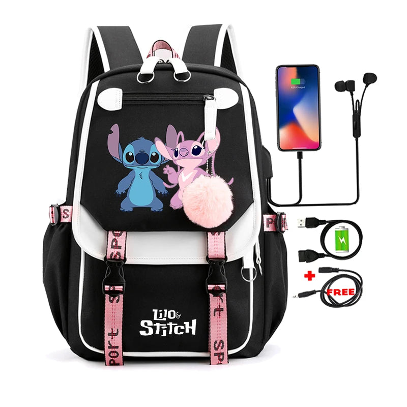 Lilo & Stitch Adventure Backpack – Cartoon Print School Bag for Teens, Kids