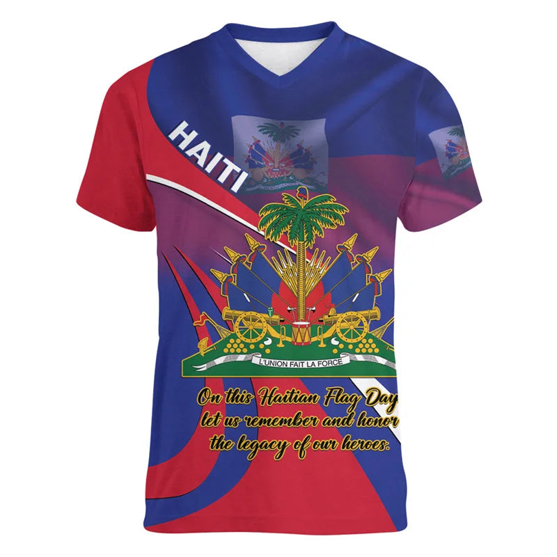 Haiti Independence Day 3D Printed Men and Women V-Neck