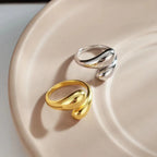 Gold Color Stainless Steel Double Ball Open Ring