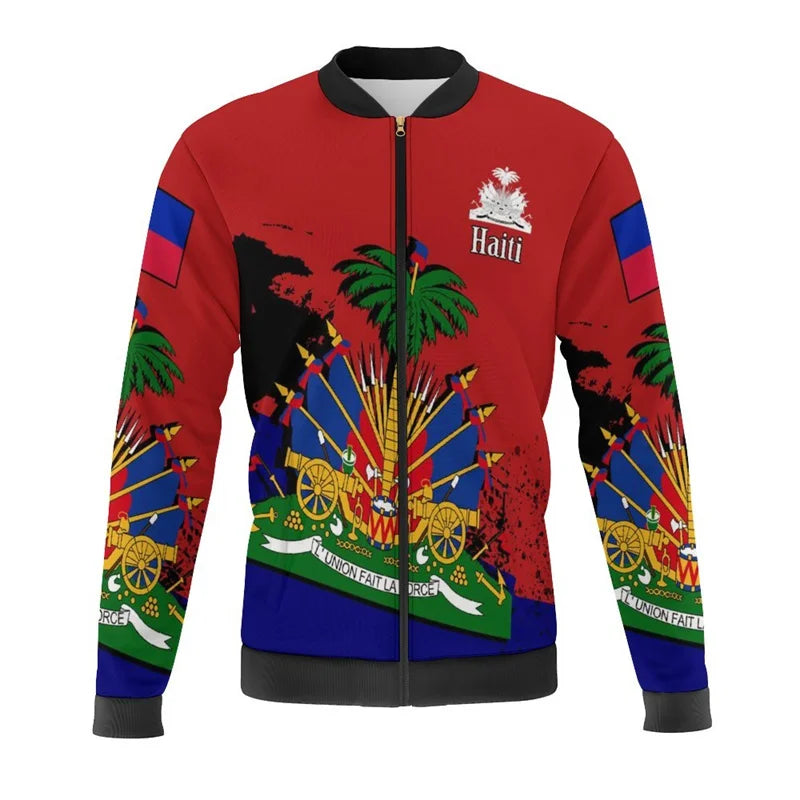 Haiti Flag Map 3D Print Bomber Jacket