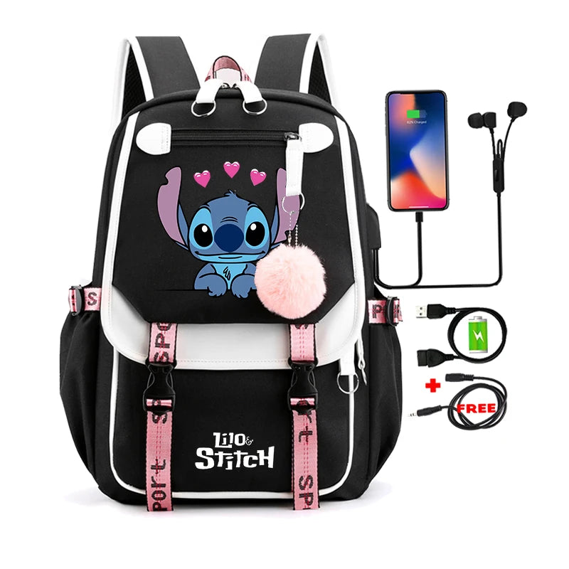 Lilo & Stitch Adventure Backpack – Cartoon Print School Bag for Teens, Kids