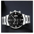 Men’s Luxury Silver Stainless Steel Watch – Quartz Business