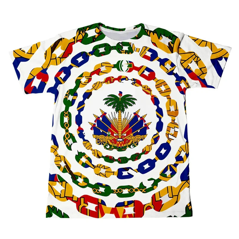 Haitian Flag T-Shirt – Men’s 3D Printed Crew Neck Tee