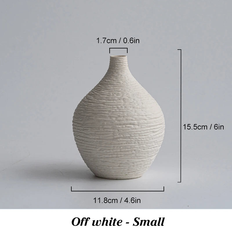 Nordic Ceramic Vase – Simple Narrow-Mouth Flower Pot for Home, Office & Living Room Decor