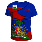 Haiti Island Map Flag T-Shirt for Men