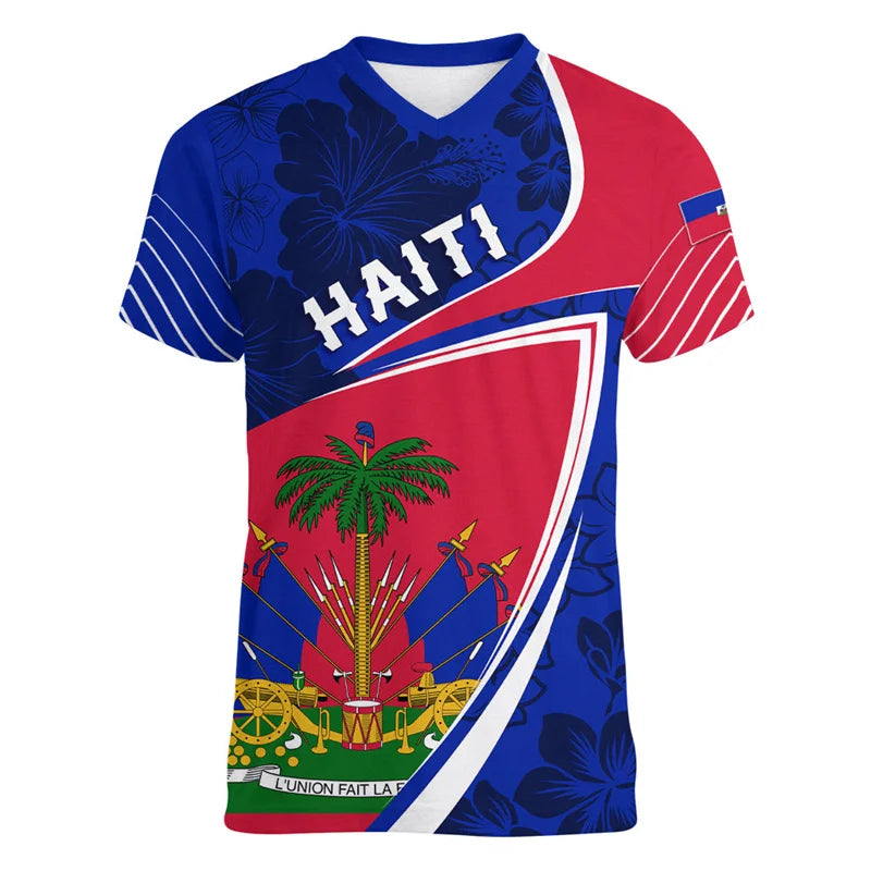 Haiti Independence Day 3D Printed Men and Women V-Neck