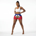 Women’s Haiti Flag Scrunch Booty Yoga Shorts