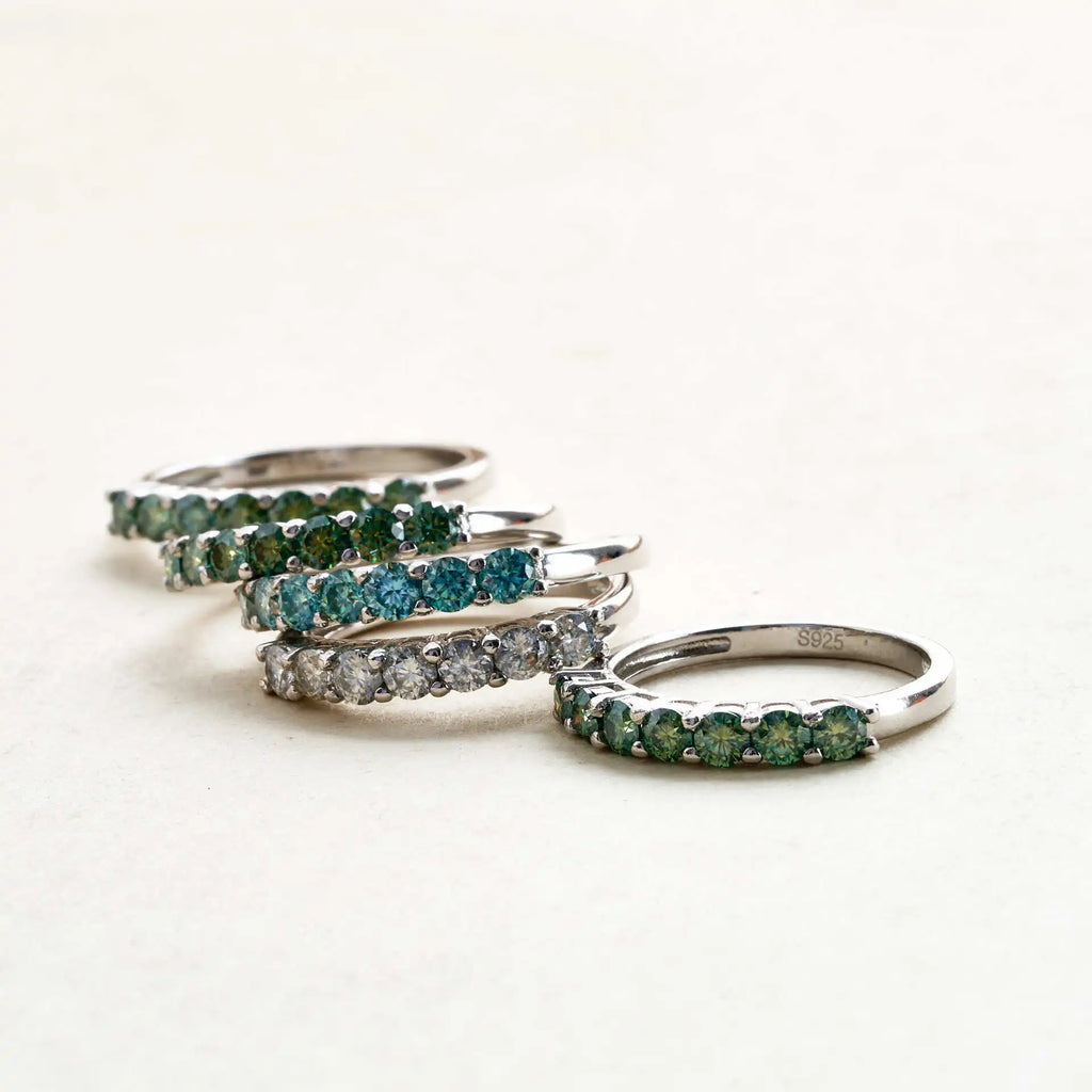 Luxury Moissanite Jewelry – 0.7CT D Color VVS1 EX Round Cut Eternity Rings