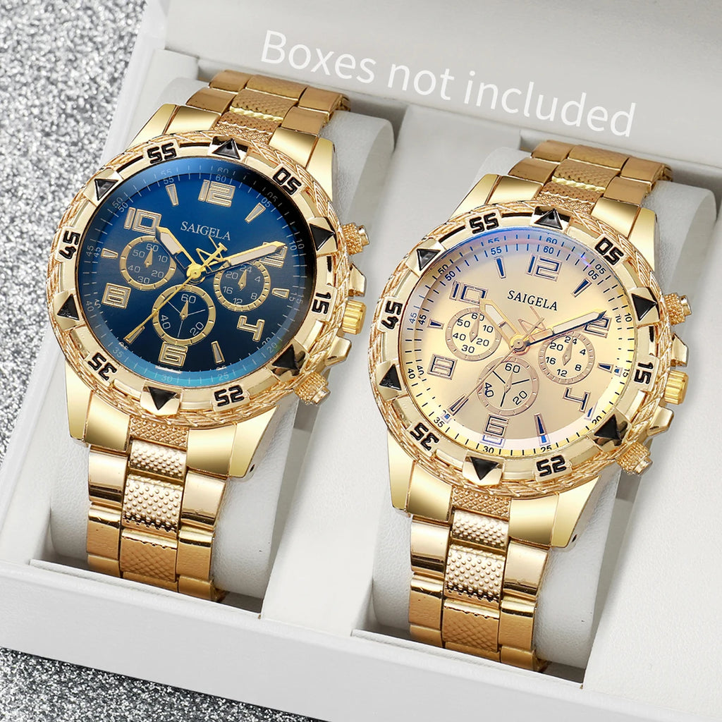 2-Piece Men's Quartz Watch Set – Arabic Dial, , Business & Fashion Style (No Box)
