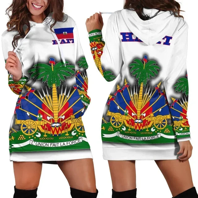New Fashion Caribbean Vibes  Hoodie Dress
