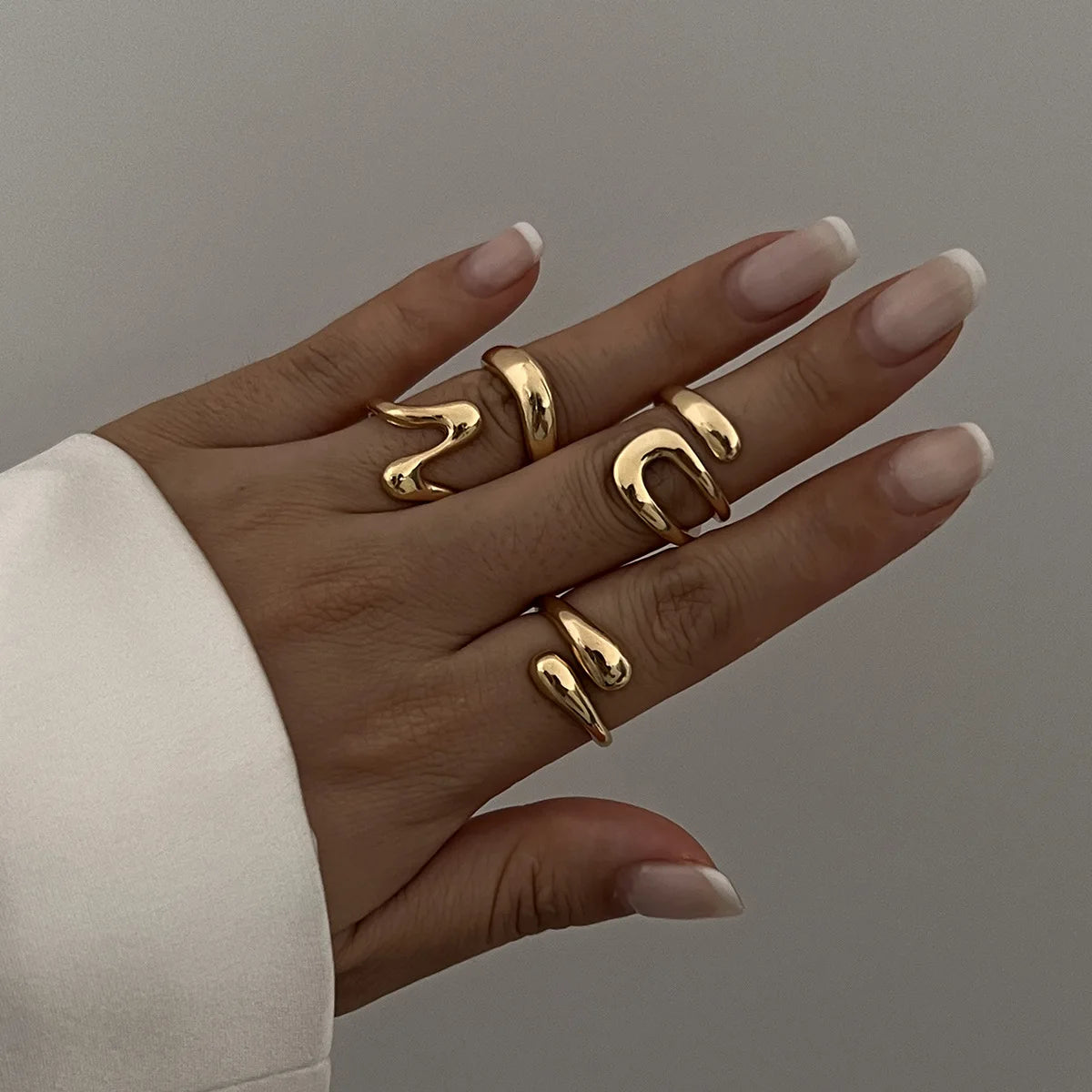 Gold Punk Ring Set for Men & Women