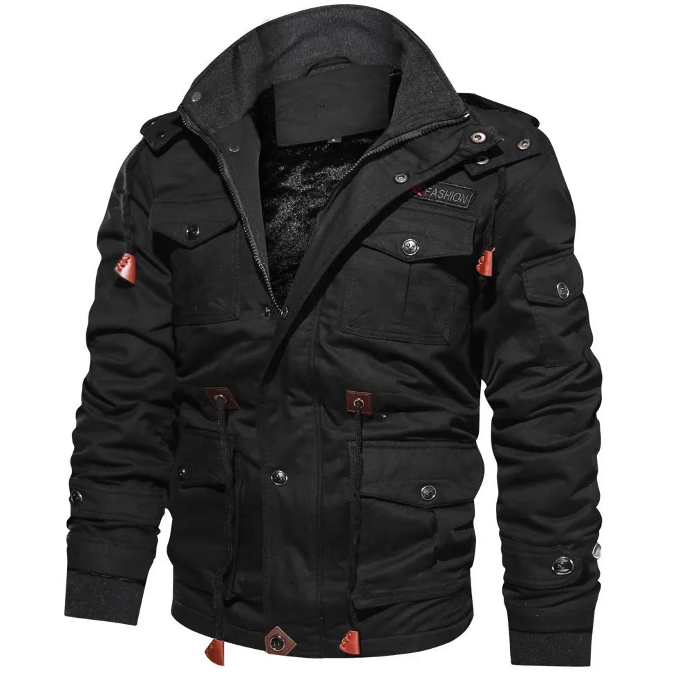 Men's All-Weather Tactical Bomber Jacket - Winter Hooded Coat