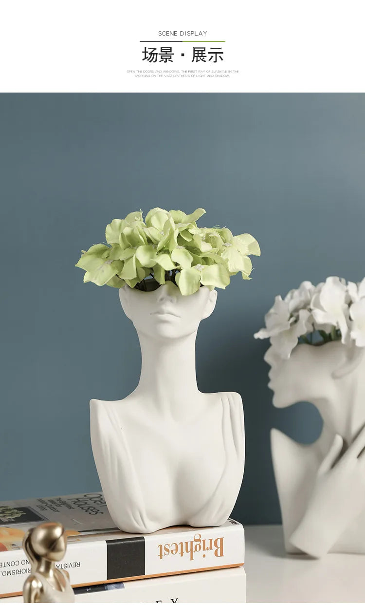 Nordic Style Ceramic Woman Body Vase