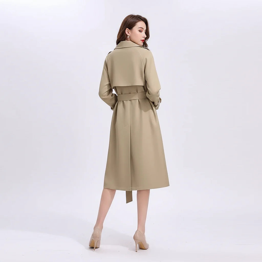 British Elegance Trench Coat - Double-Breasted Windbreaker