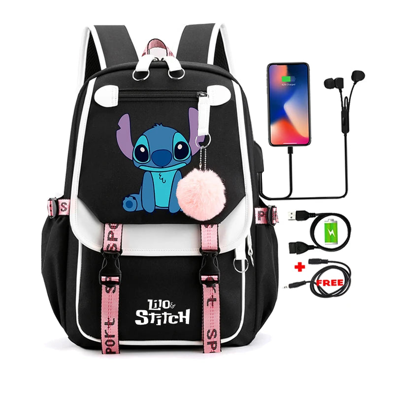 Lilo & Stitch Adventure Backpack – Cartoon Print School Bag for Teens, Kids